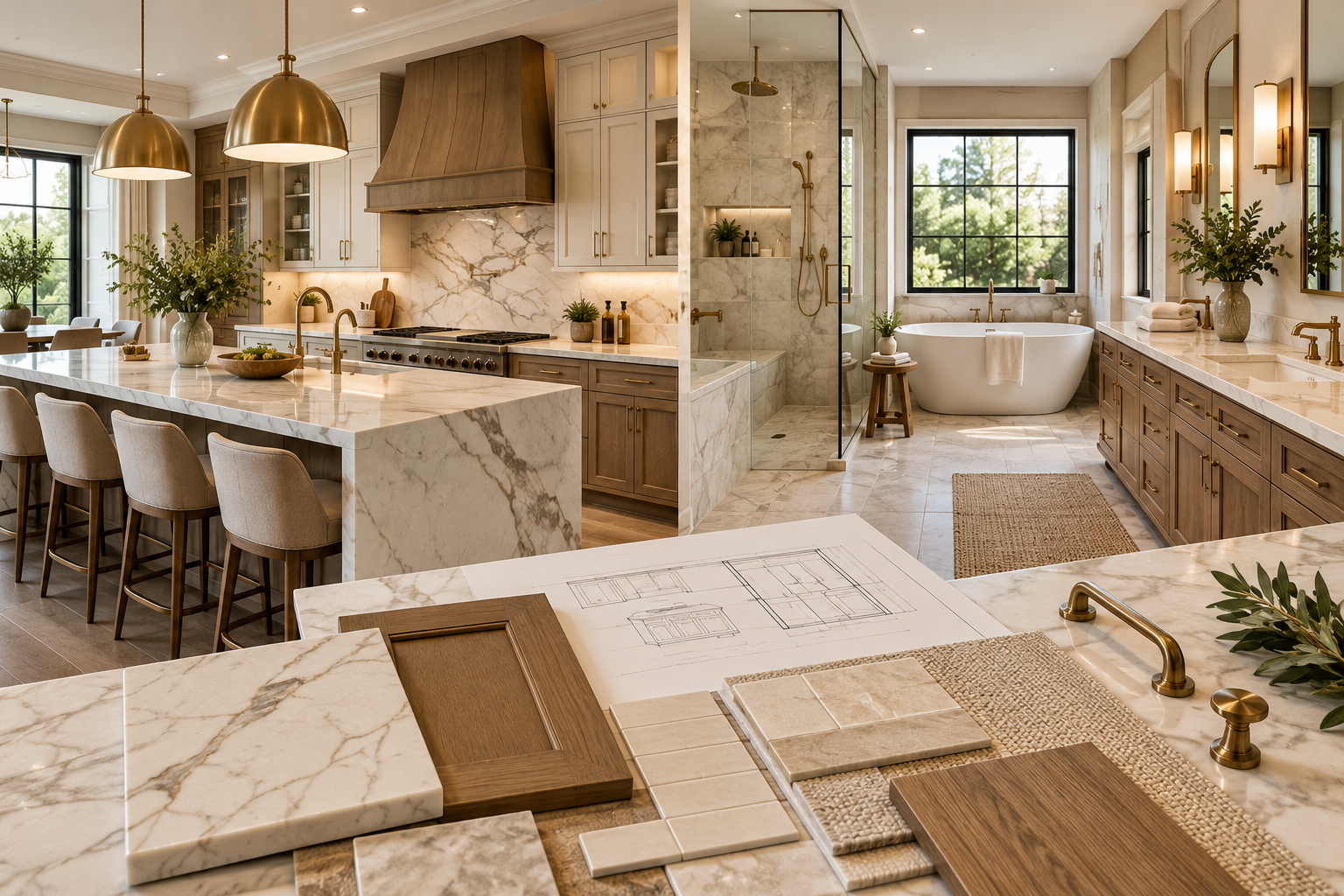 Beautiful kitchen with coordinated cabinetry, countertops and warm finishes