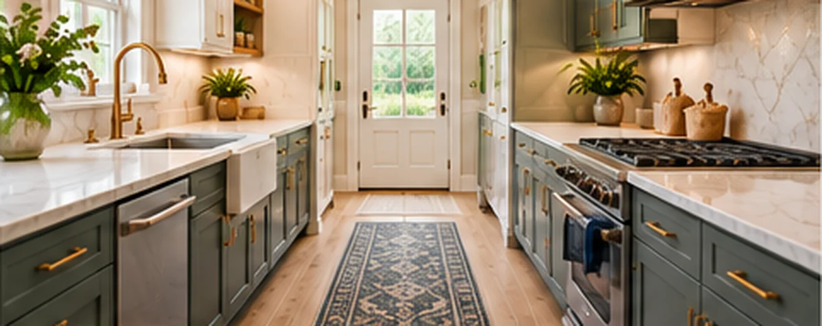 Elegant galley kitchen with parallel countertops and efficient cabinetry