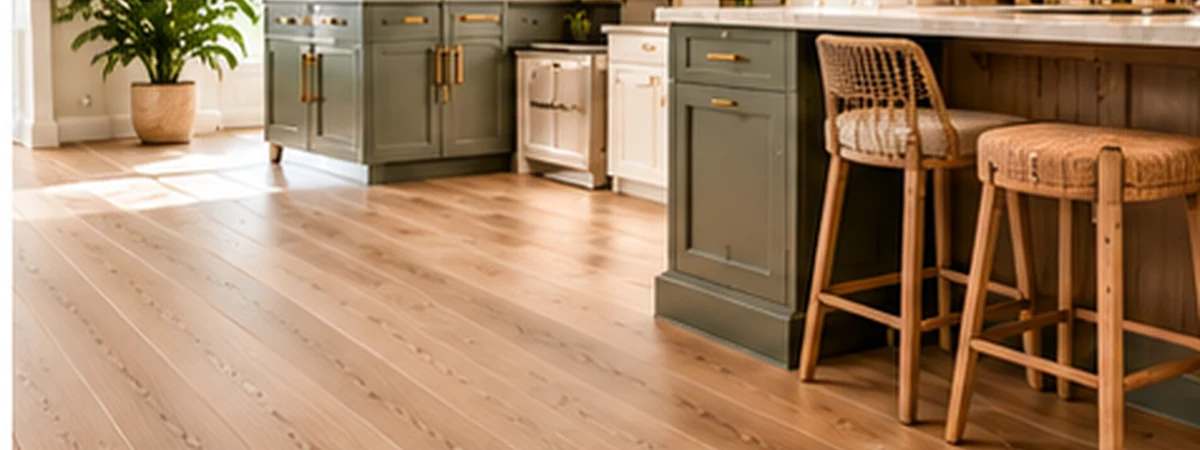 Wood-look luxury vinyl plank flooring in a modern kitchen