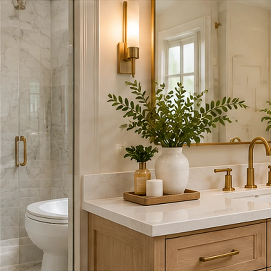 Beautiful bathroom cabinetry and vanity with practical storage
