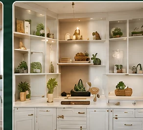 Custom built-in shelving and cabinets