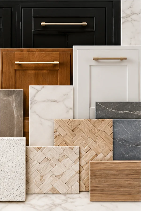 Cabinetry, countertop and material samples