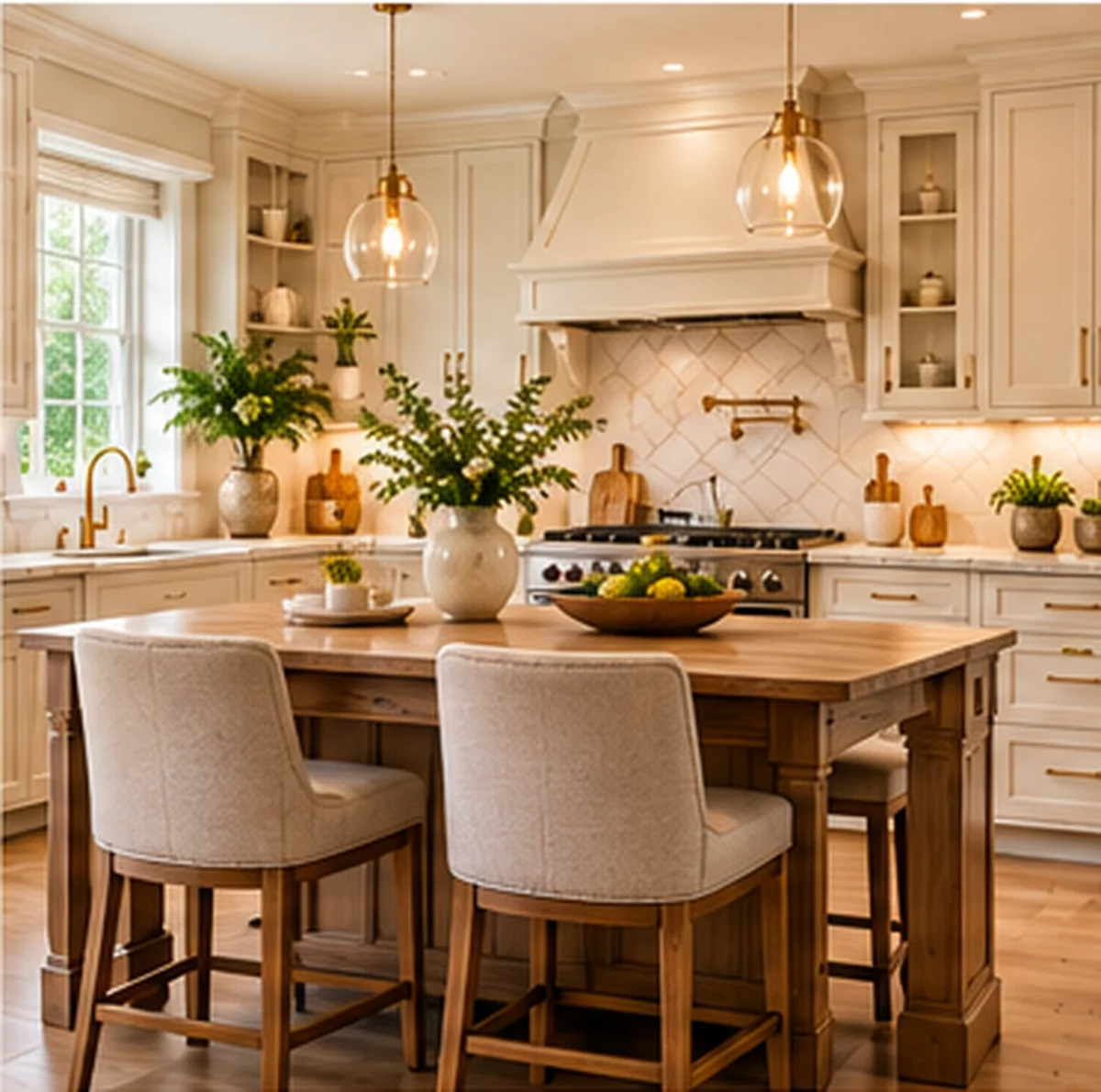 Traditional kitchen with classic cabinetry and warm finishes
