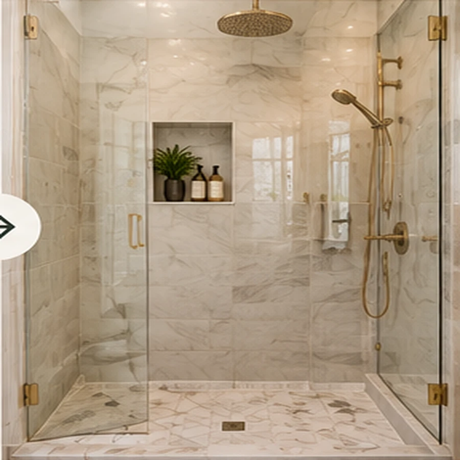 Modern tub-to-shower conversion with frameless glass enclosure